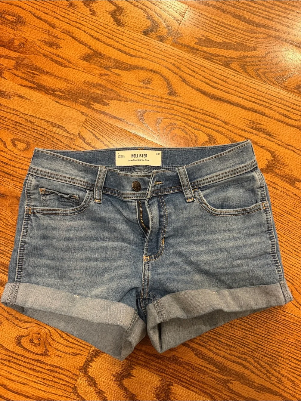 Hollister Light Blue Cuffed Denim Shorts